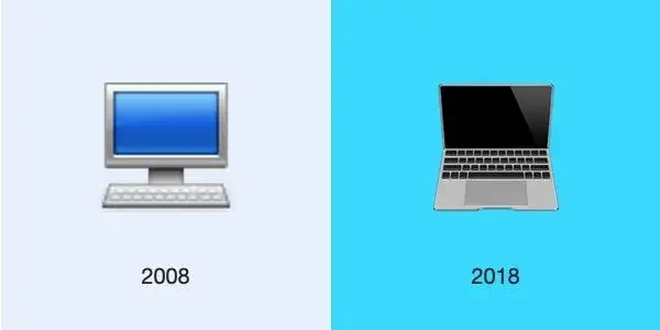 电脑emoji 从笨重的台式变成了macbook,后面还新增了imac的版本第二个