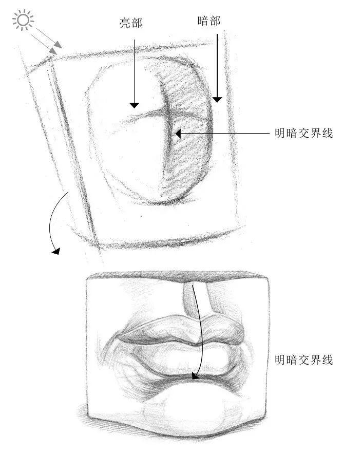 素描石膏嘴巴的画法图片