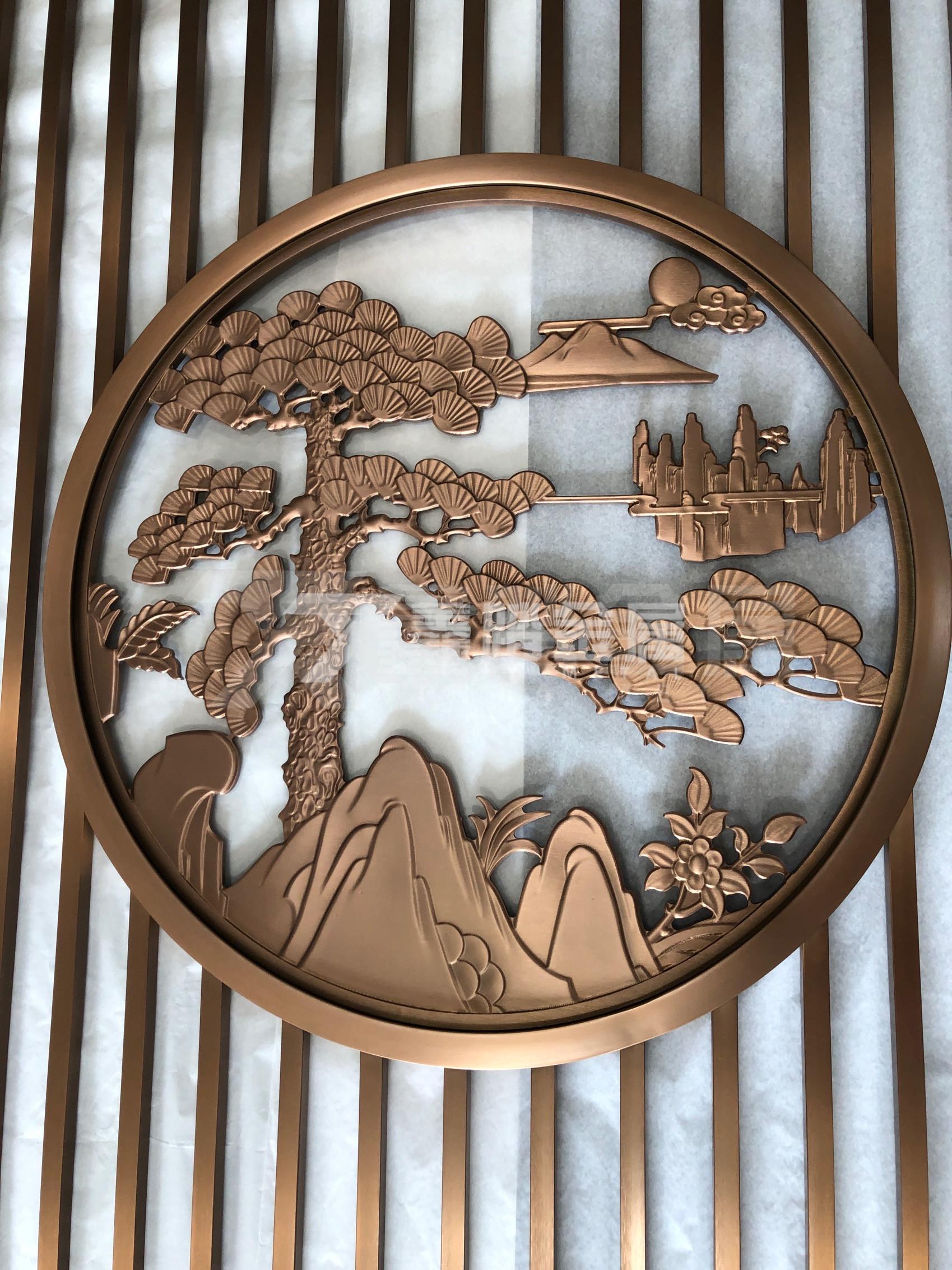 玫瑰金新中式不锈钢屏风