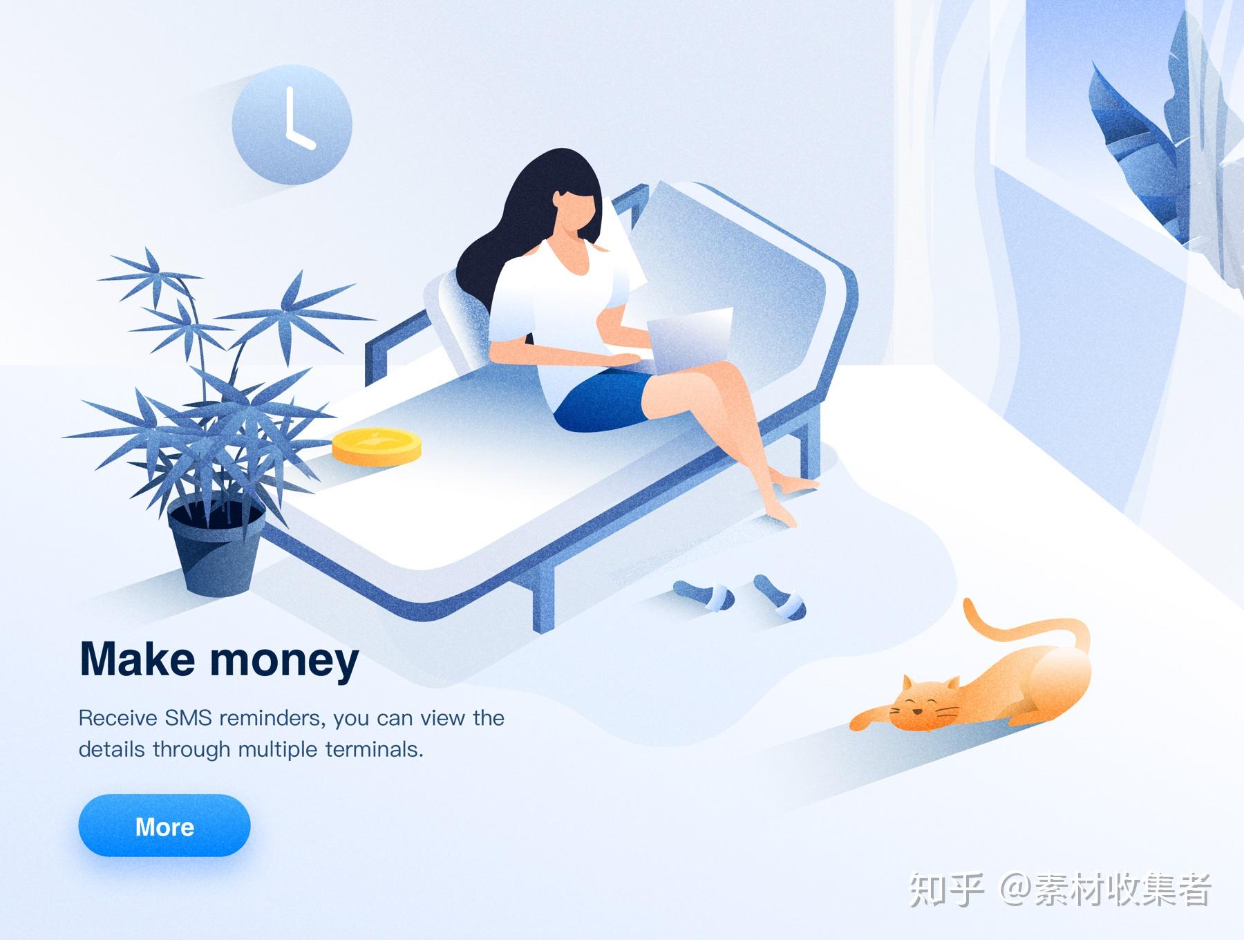 矢量插图卡通人物概念插图 web端噪点手绘app空状态设计