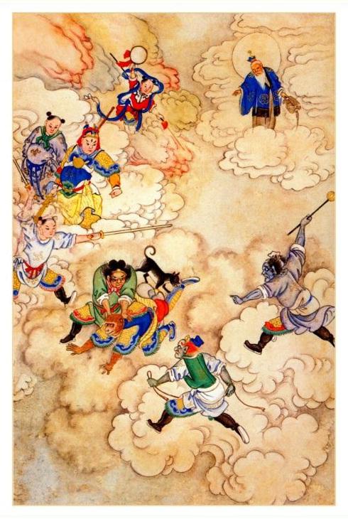 西游记新解十套珍稀古画插图6二郎神擒孙悟空