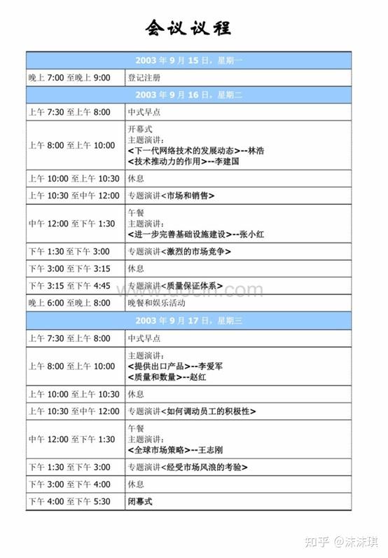 各类会议日程模板(会议议程模板),修改直接使用! - 知乎