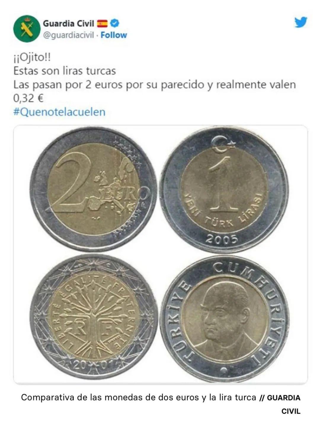 你有这种欧元硬币吗？Guardia Civil提醒——小心！ - 知乎