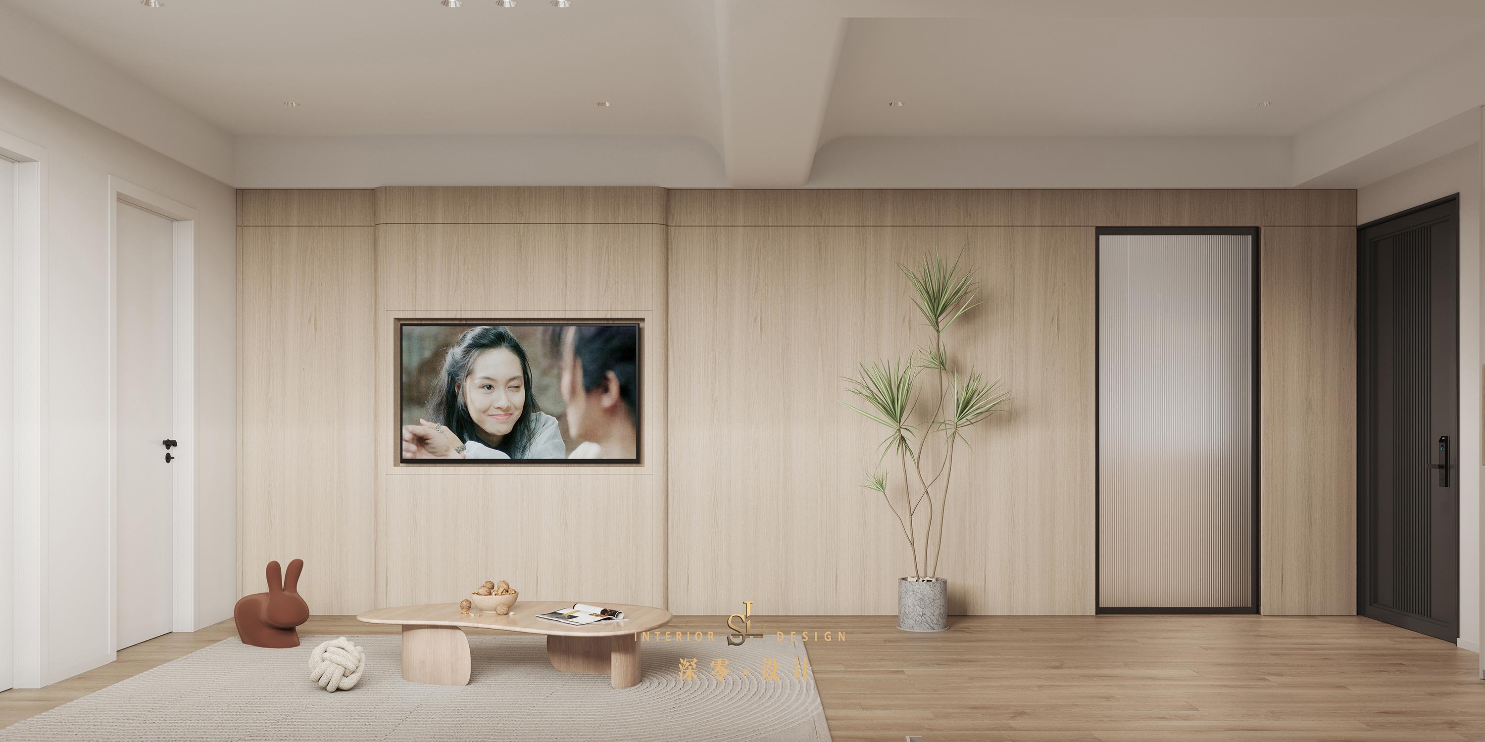 整面电视墙都用上原木,整体性更强,让客厅空间显得更高更明亮.