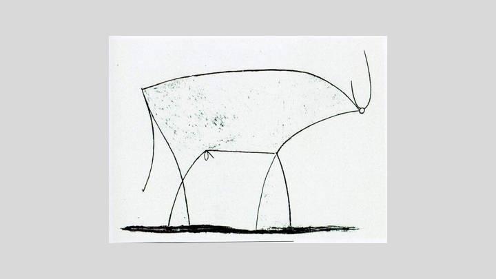 不停的画,笔下的牛越来越小越来越瘦毕加索曾今画过一头牛,他画牛的