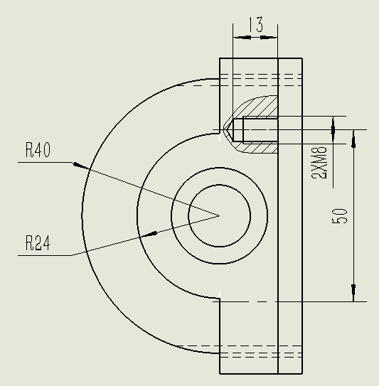 1. 活动钳身的主视图主视图的标注相对容易,如图所示.主视图的标注2.