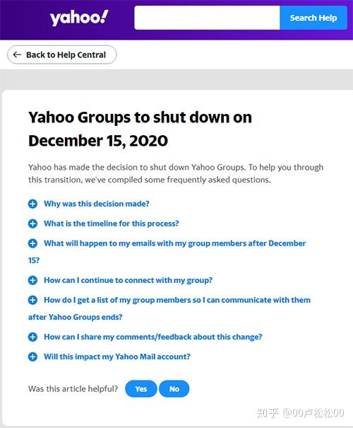 Yahoo Groups将永久关站 - 知乎