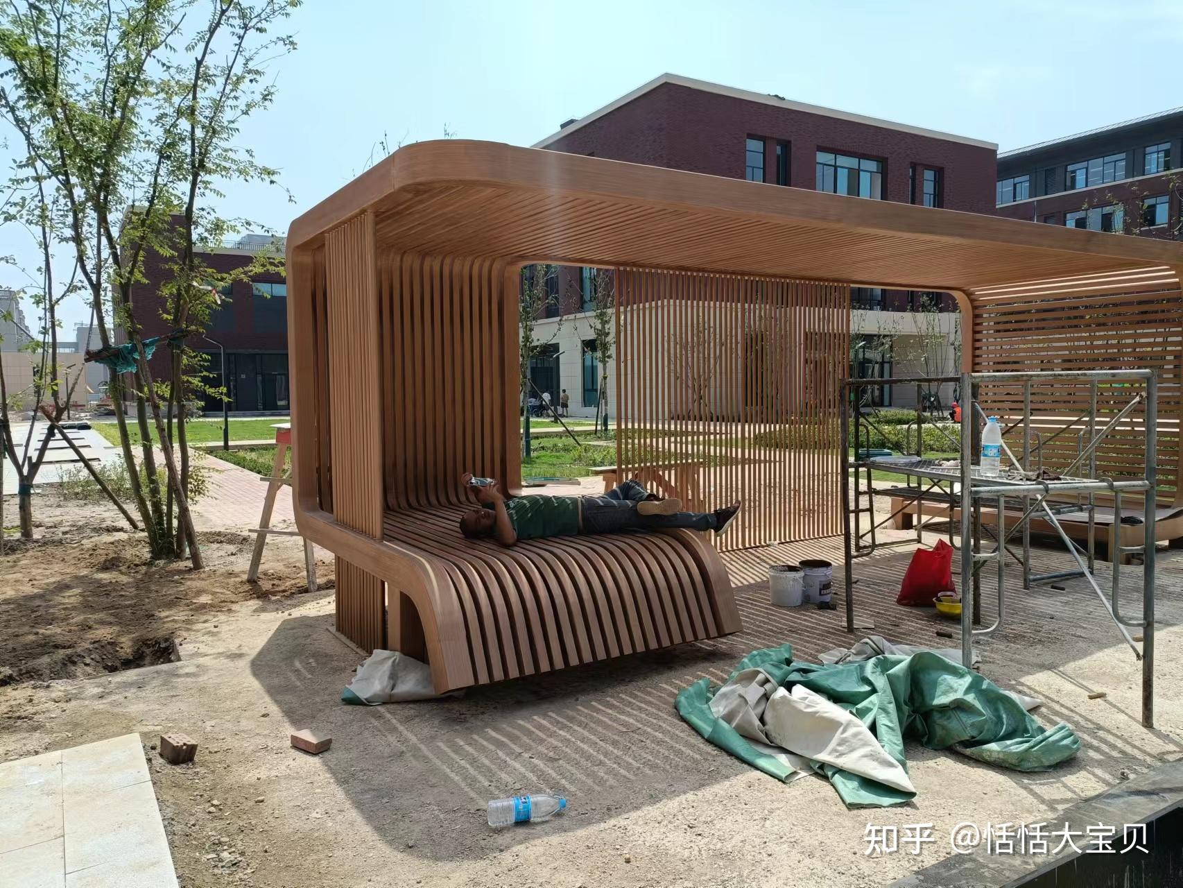 学校中式凉亭木纹漆施工现场图片—安阳木纹漆 - 知乎