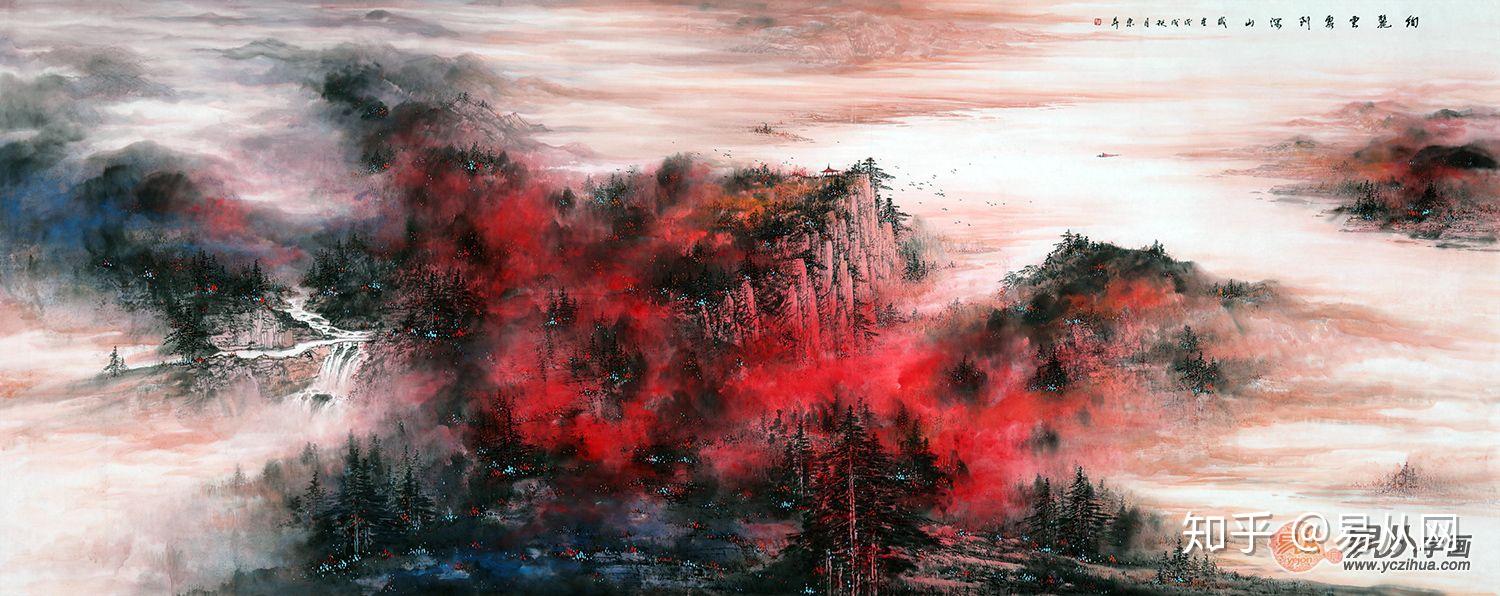 今日画评画家赵洪霞绚丽云霞到深山赏析