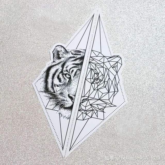 小一点的有大臂,大腿做的这种虎头纹身图案,虎头纹身图案也有很多种