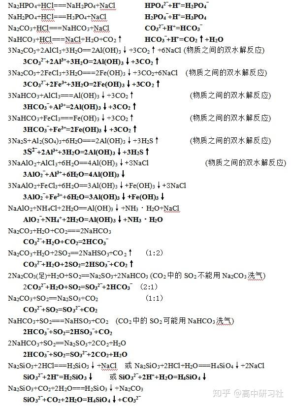 高中化学:与盐相关的所有化学方程式都在这,建议收藏!