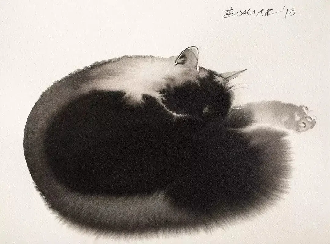 喵喵喵大师也爱画猫来吸吸水墨画风猫咪