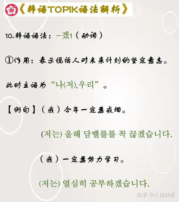 韩语语法讲解-겠1 讲解+例句 - 知乎