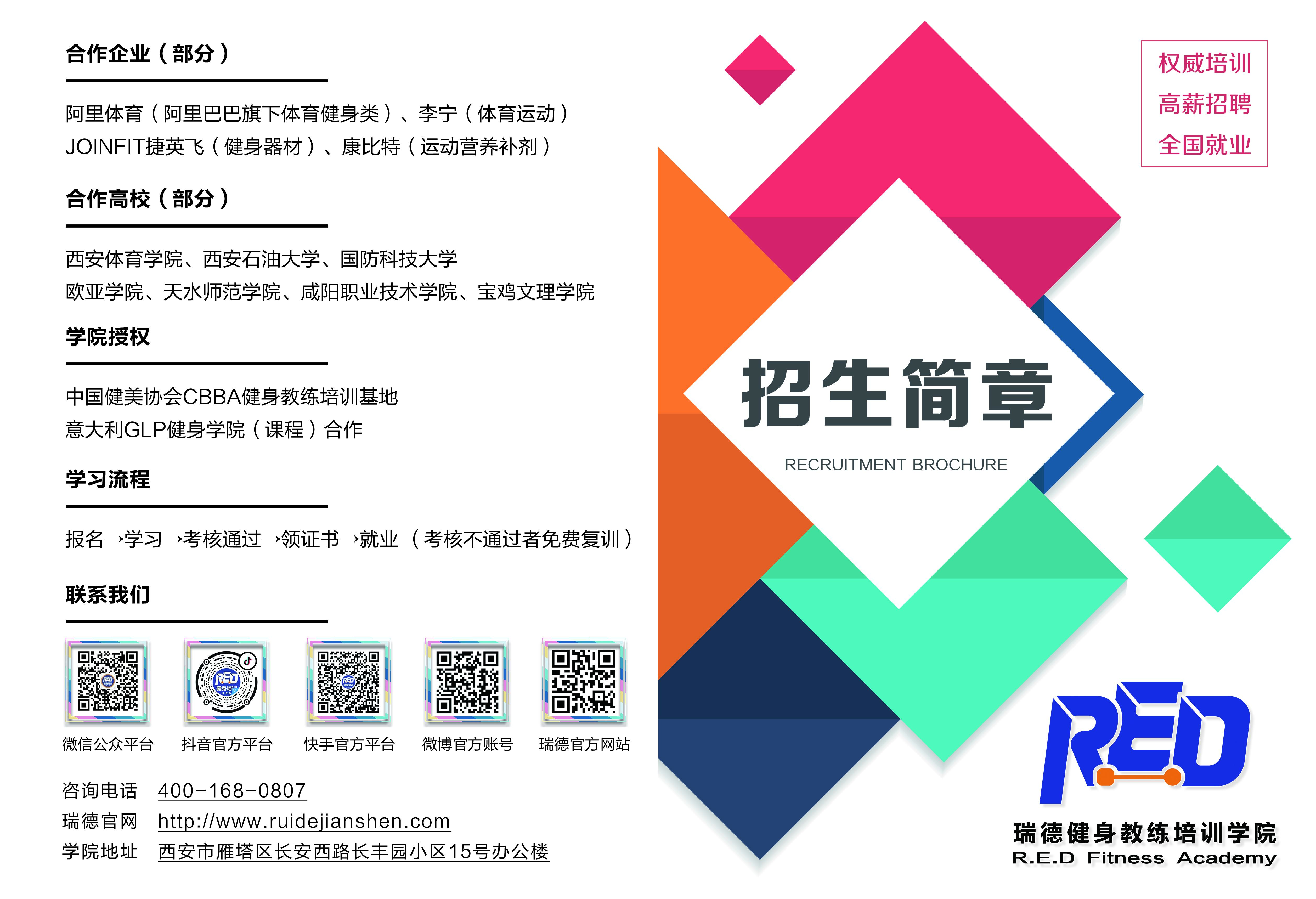 瑞德健身学院招生简章学院优势课程介绍宣传图集(最新版)