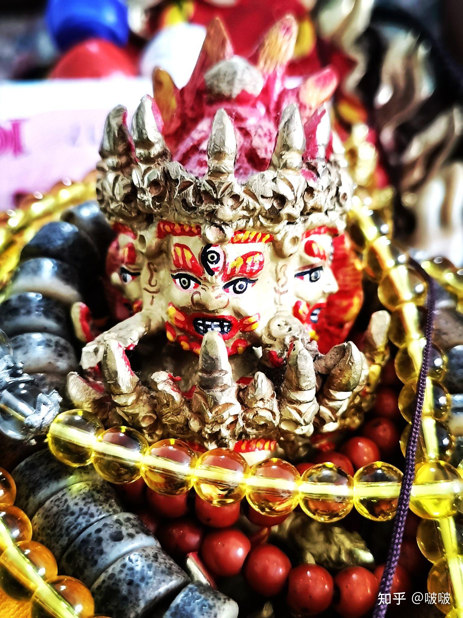 藏传宁玛巴大护法鎏真金热乎啦佛像