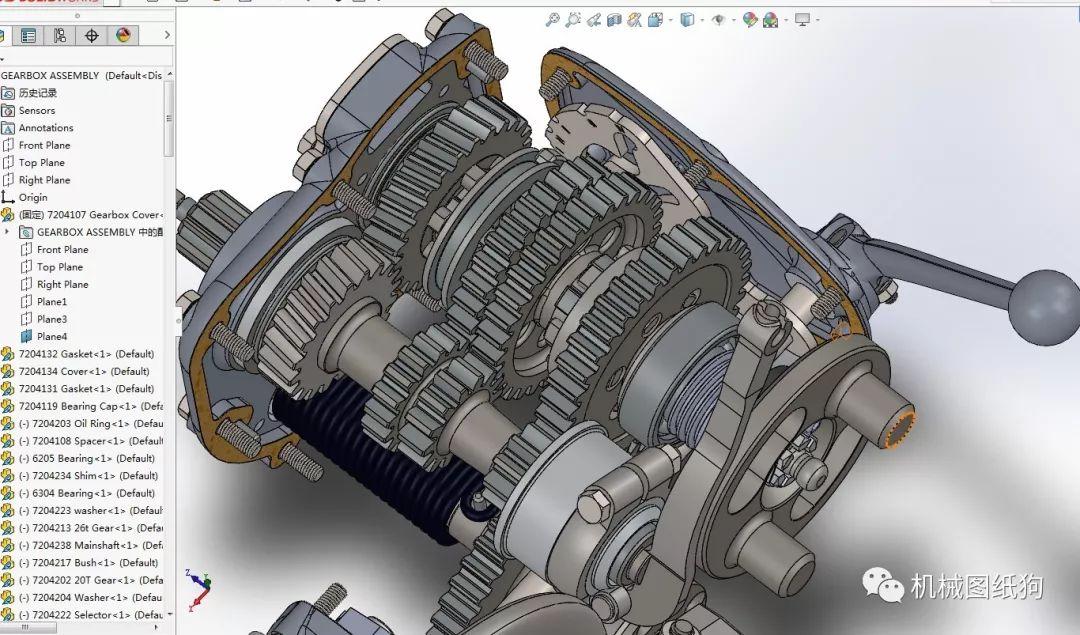 差减变速器m72摩托车变速箱3d模型solidworks设计