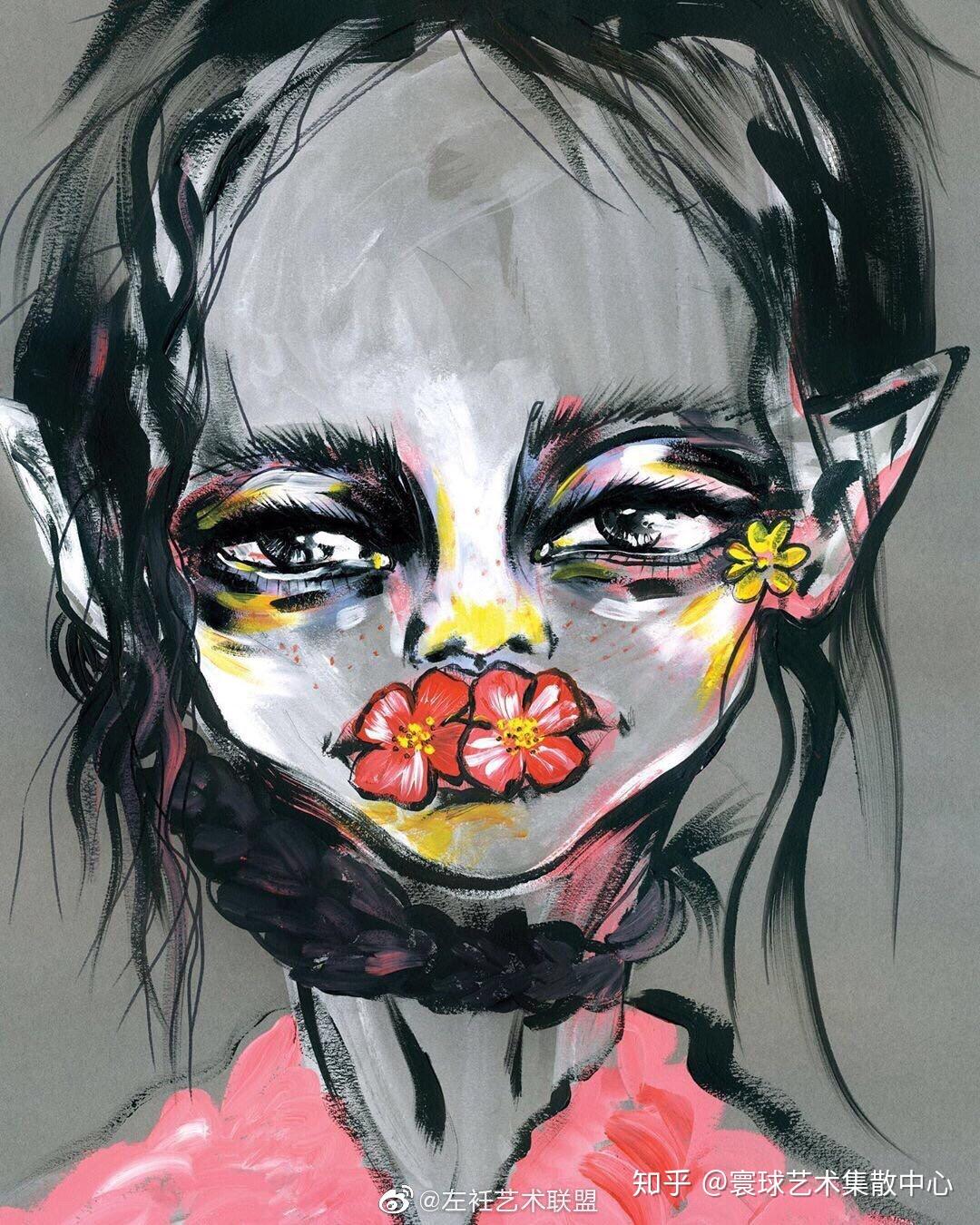 服装设计留学作品集# #插画# 插画     怪异的画风 抽象的人物