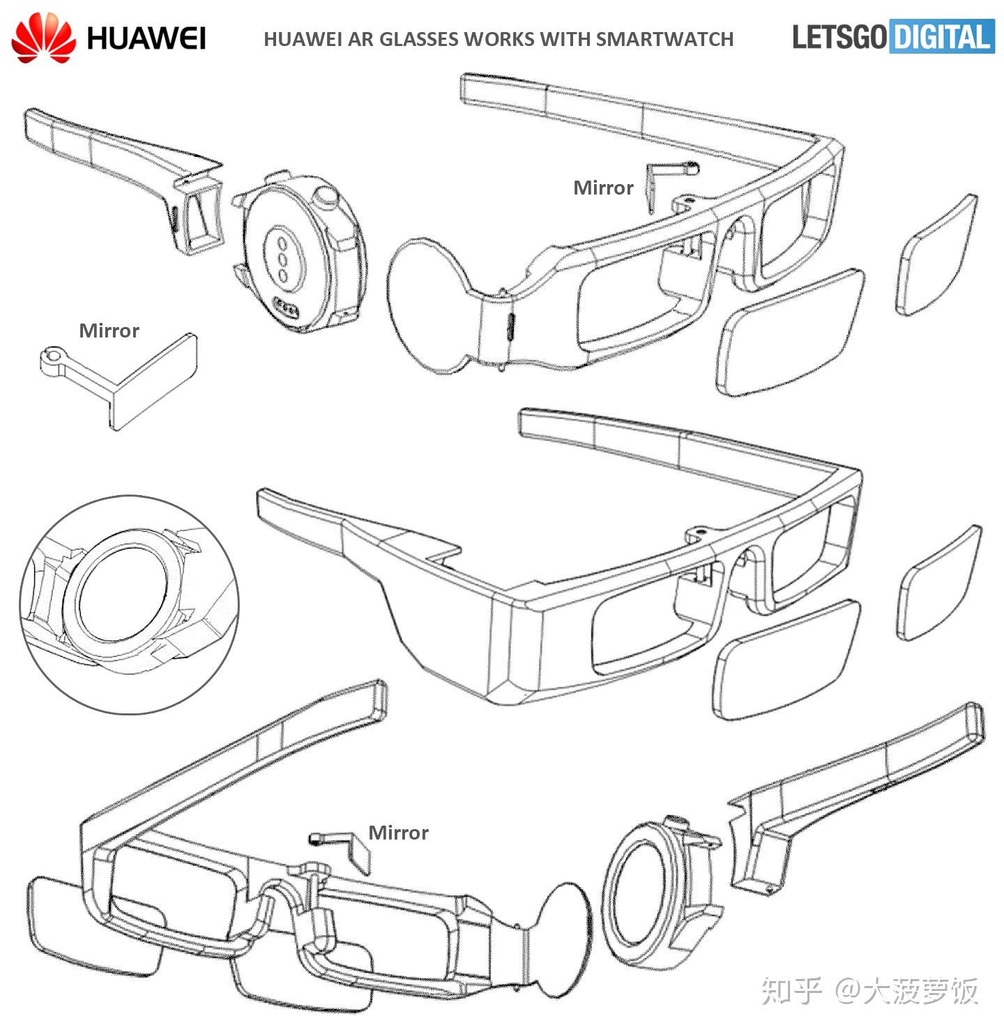 华为ar眼镜专利曝光 在ar眼镜上嵌入智能手表?