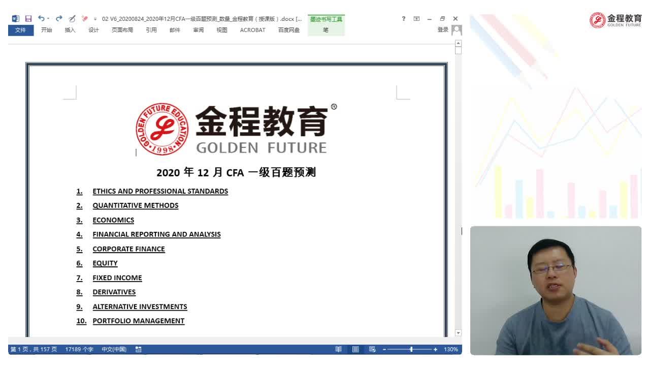 2020年cfa百题视频-周琪