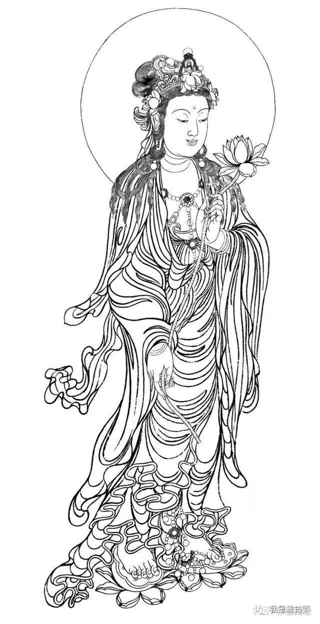 我是雕刻师图赏线描雕刻手稿观音像