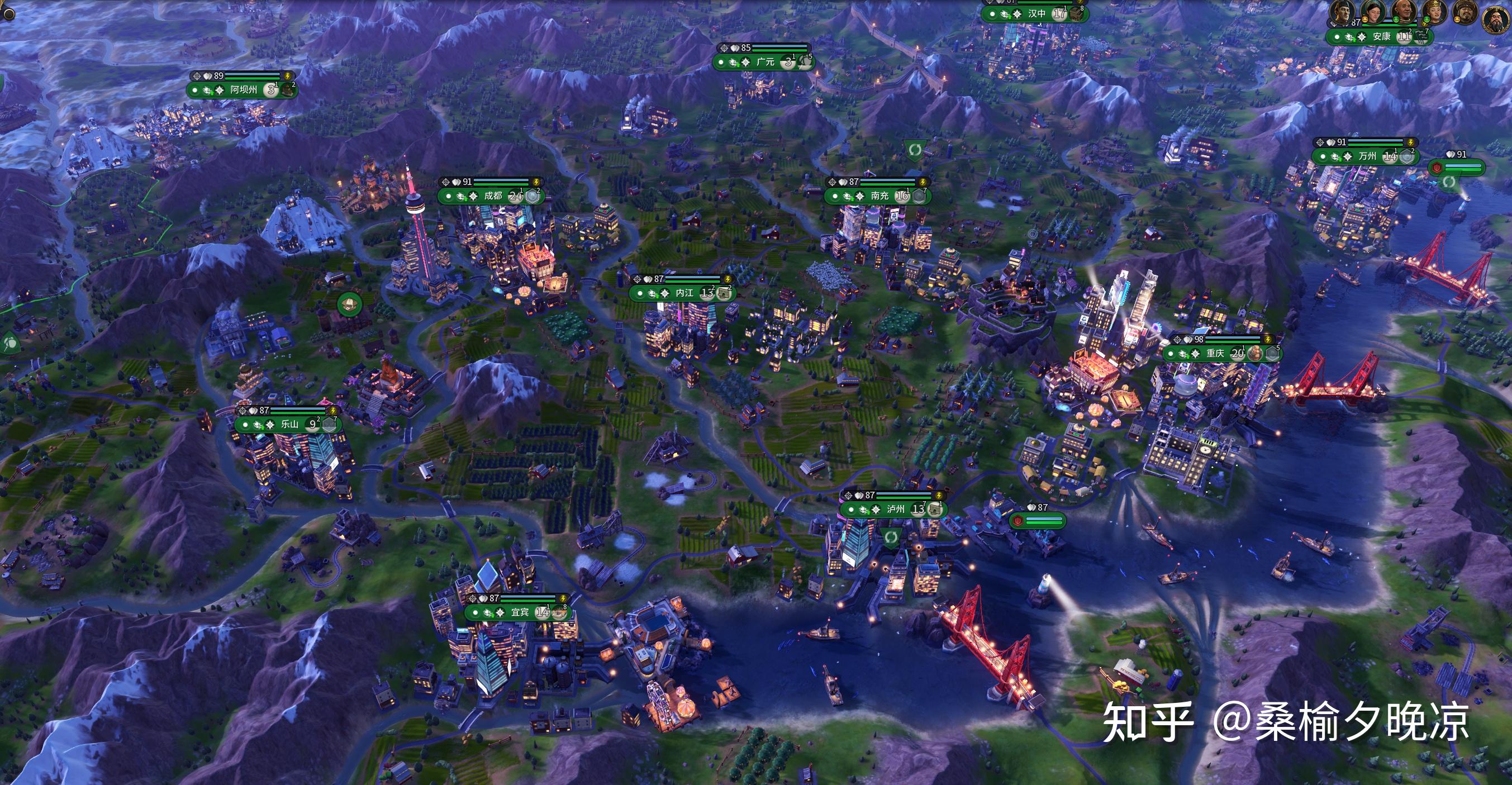 用文明6的超大地图按照真实的中国历史建造城市