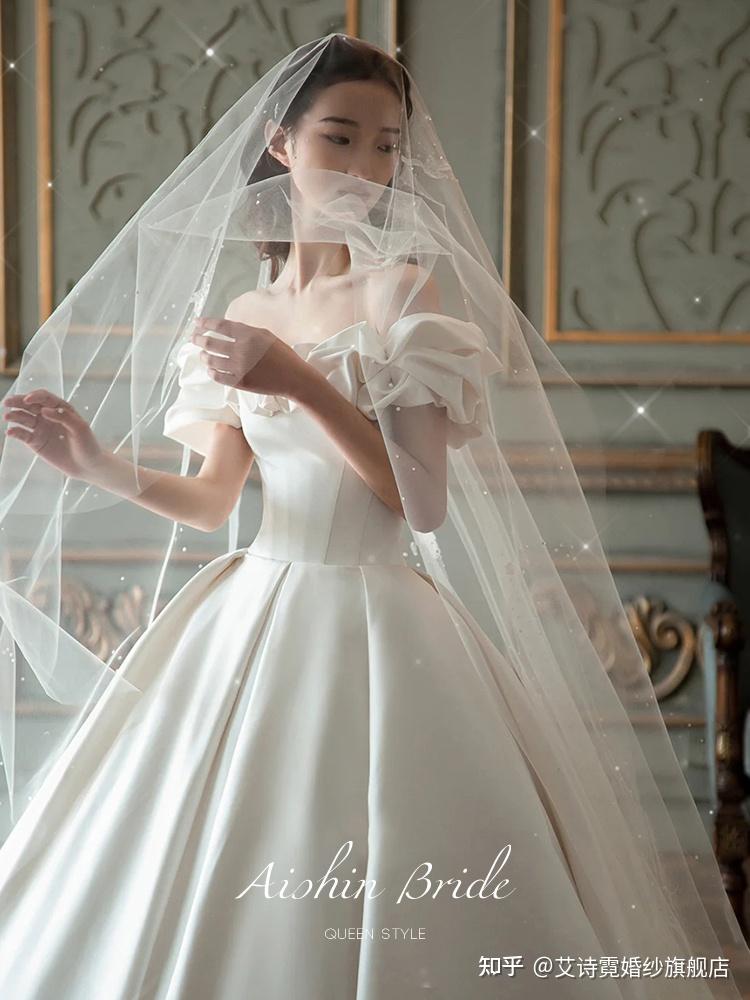 白月光婚纱洛神月色优雅高级缎面婚纱