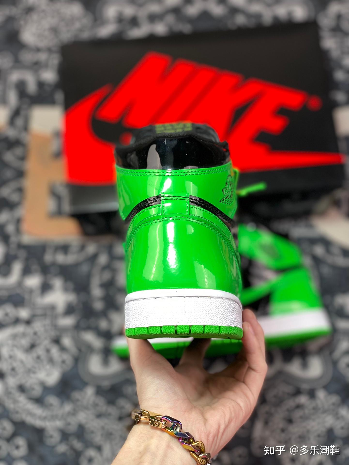 耐克nike air jordan 1 high aj1 乔1 小闪电墨绿 黑色漆皮男子休闲