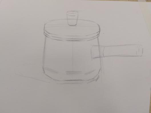 搪瓷锅和可乐都可运用圆柱的造型规律来进行刻画,本和苹果分别运用方