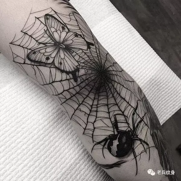 蜘蛛网纹身图片手肘图片
