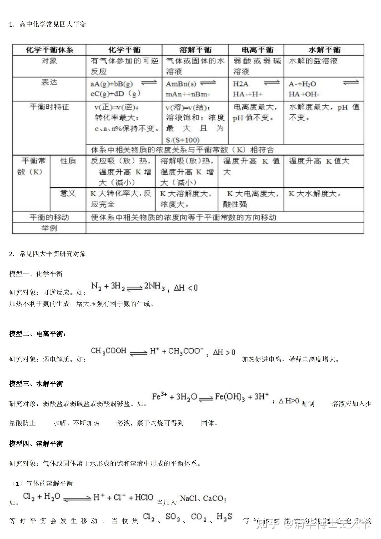 高中化学,四大平衡知识点归纳总结! - 知乎