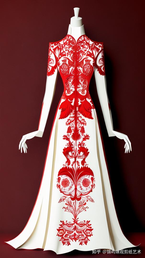 立体剪纸服装插画 | 锦屿琳观aigc创意剪纸