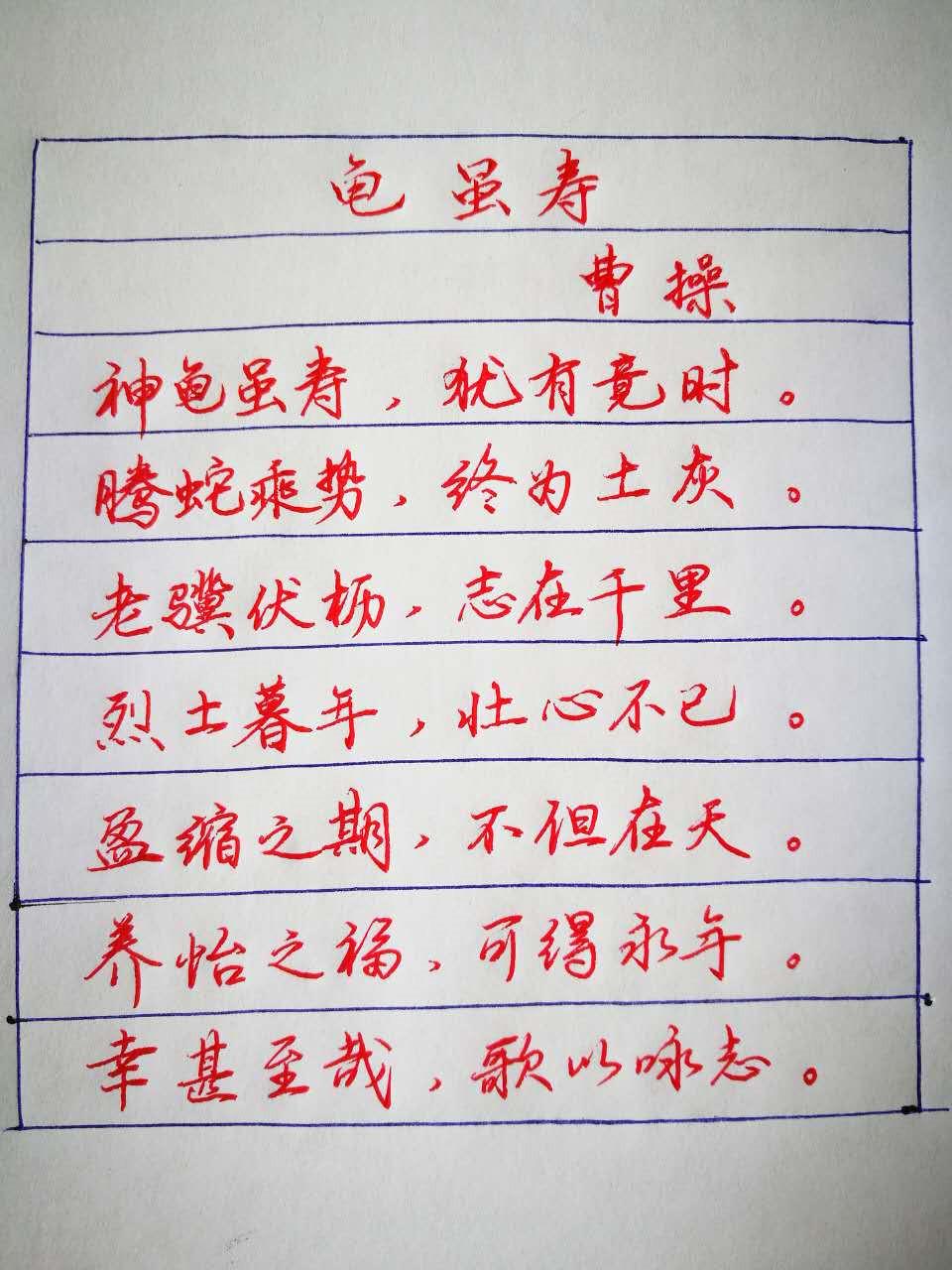 曹操龟虽寿手写钢笔字笔友钢笔书法习作欣赏