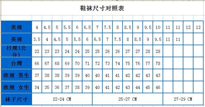 好不容易扒到的鞋袜子尺码表