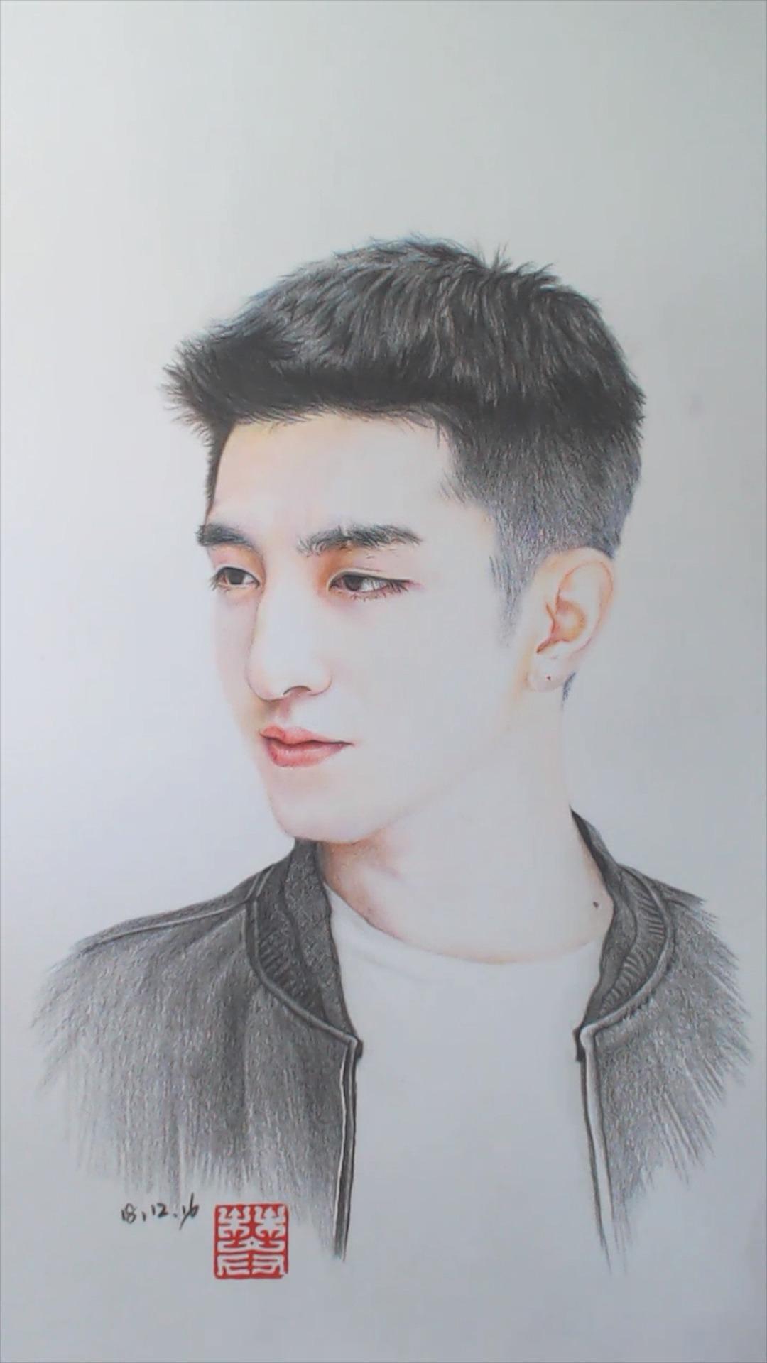 一个超级帅的彩铅金瀚