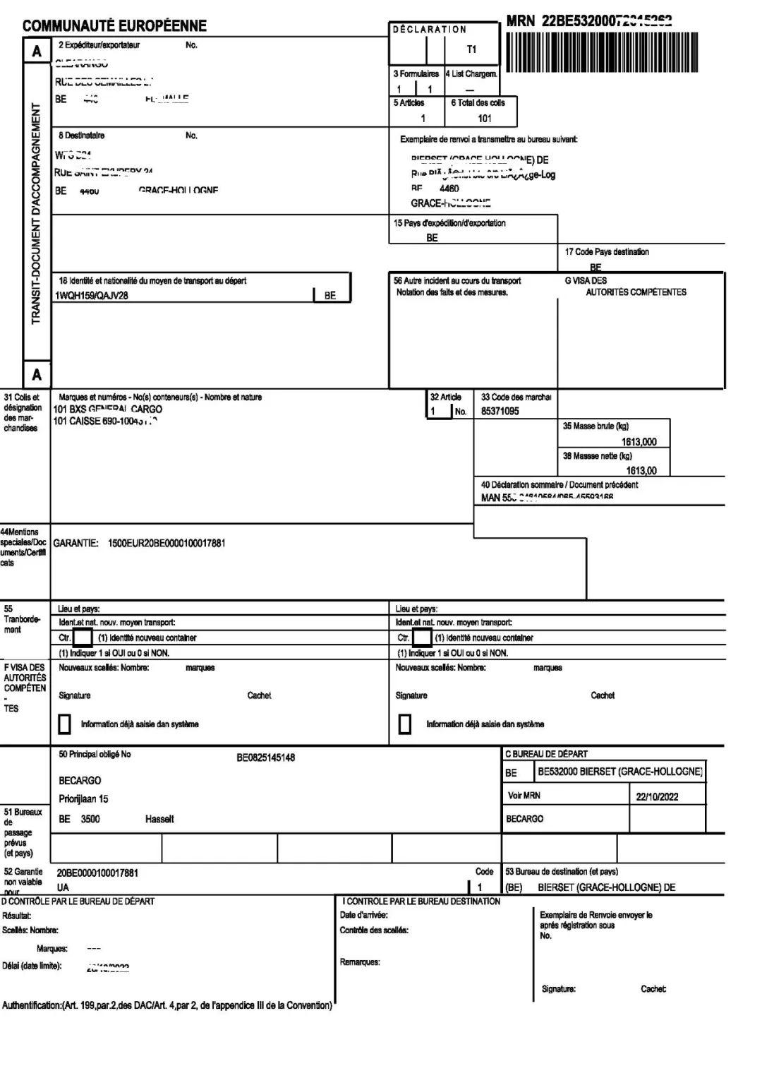 T1 T1 Transit Document 