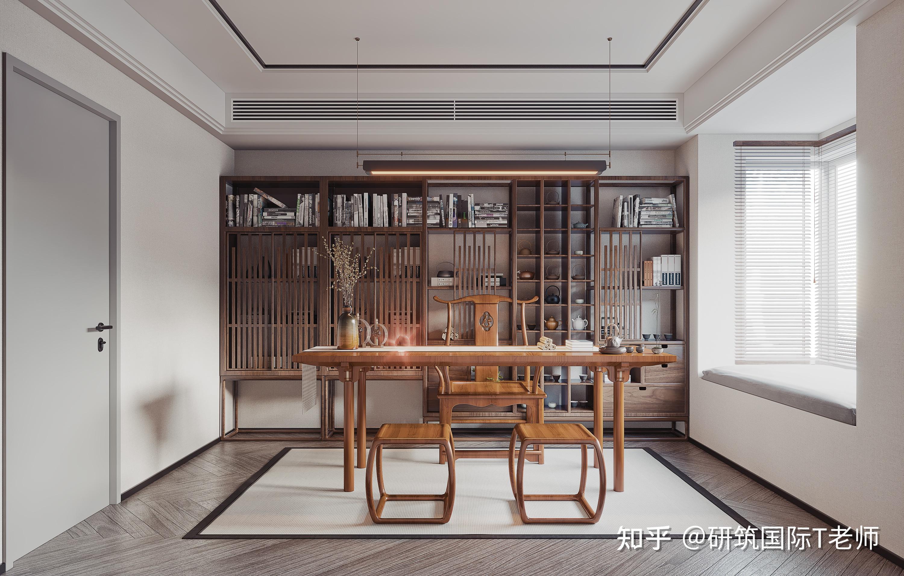 174㎡中式|整体沉稳素色|空间采用无主灯设计|鱼骨拼地板铺贴