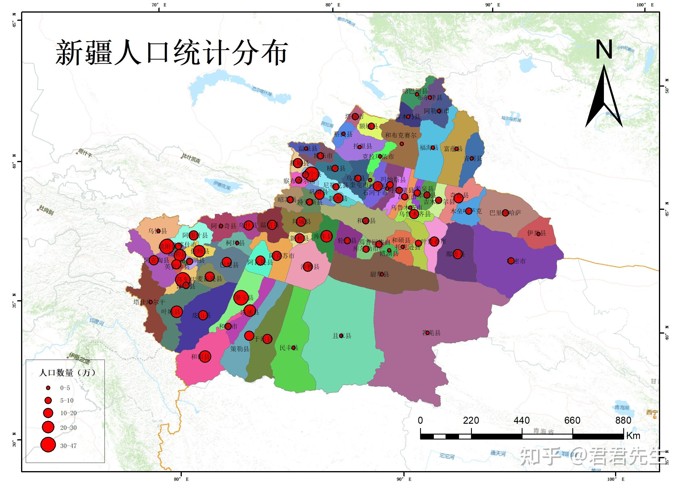 arcgis教程49专题图制作之人口地图2新疆行政区人口分布统计