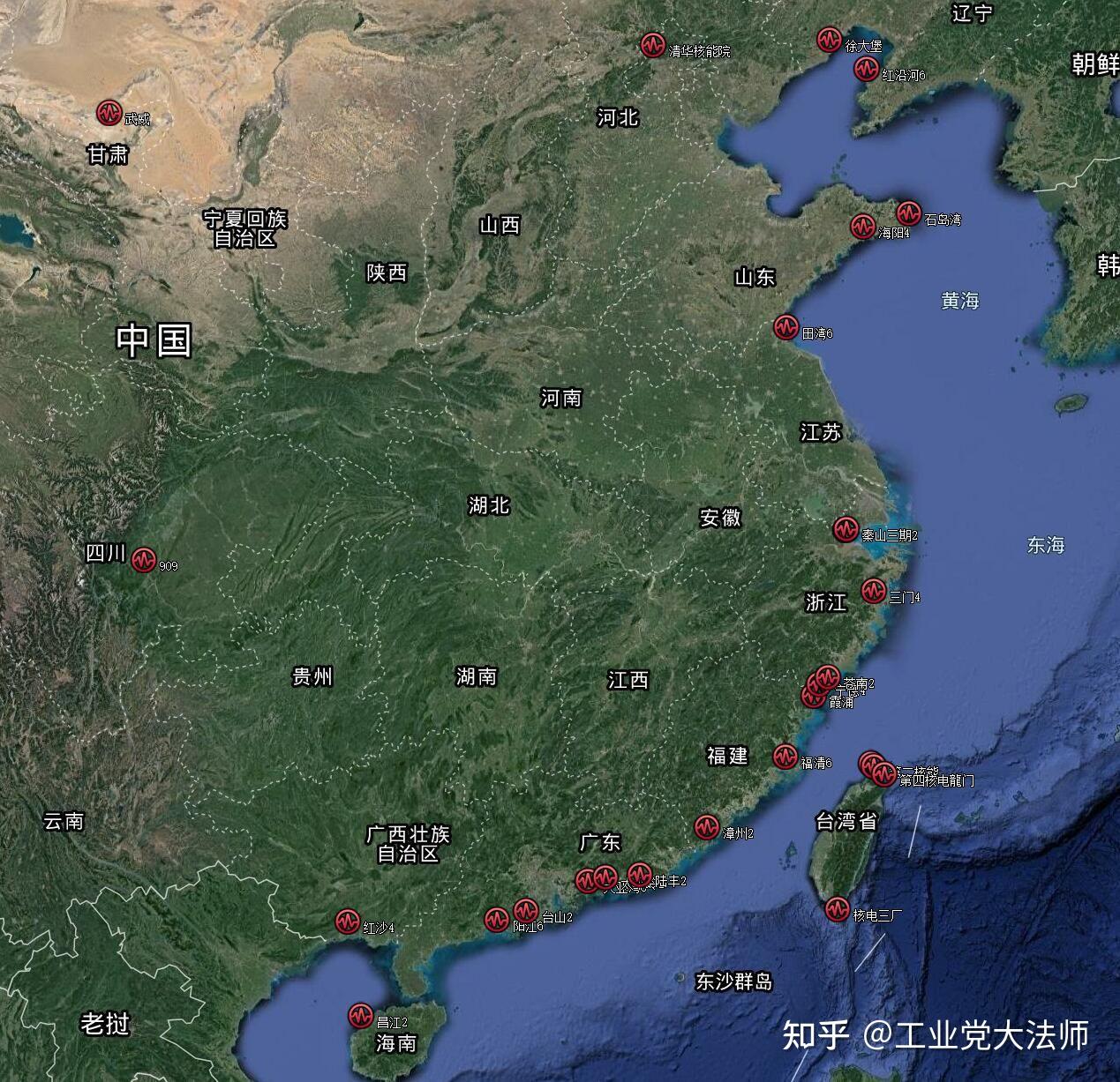 中国130个核电站分布图图片