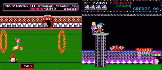 当年我们在红白机上面玩到的马戏团,其实就是街机版的移植.