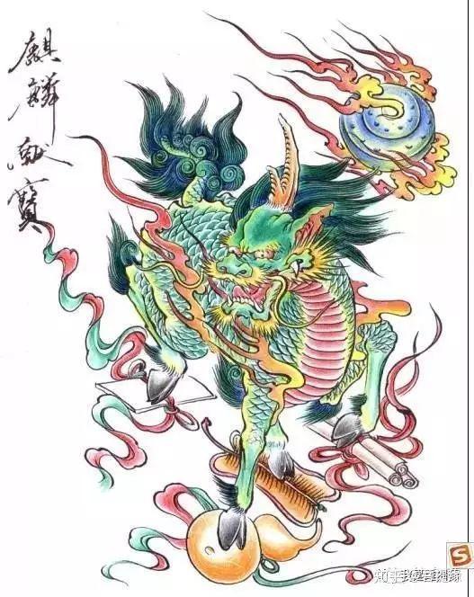 我是雕刻師素描手稿第三十六期麒麟紋身雕刻素材