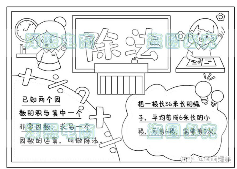 小学数学手抄报之《除法》《小数除法》《有余数的除法》