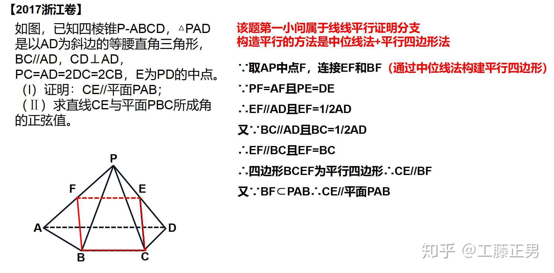 2015-2019年间有11道高考真题是通过证明线线平行从而证明线面平行的.