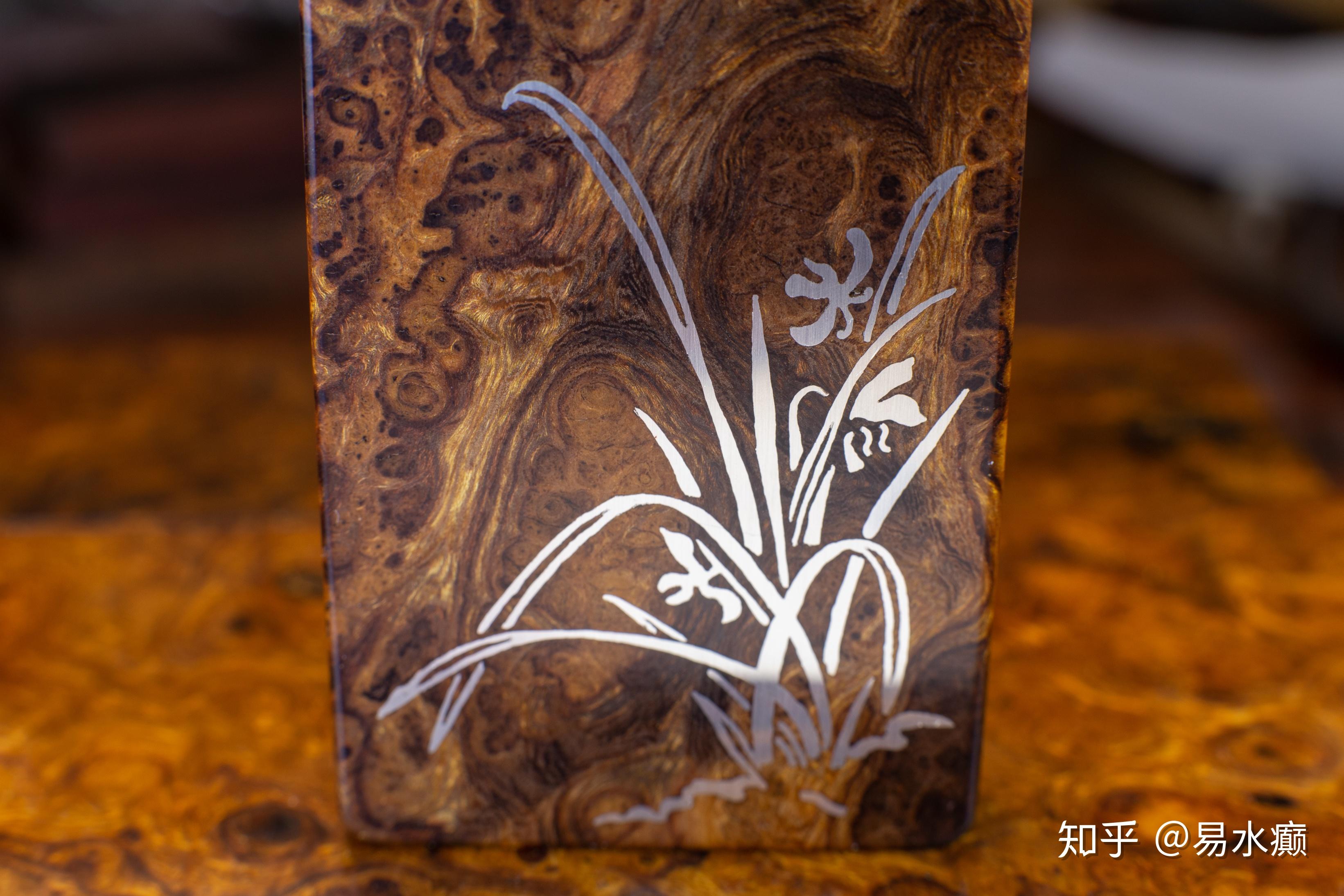 沙漠铁木镶嵌银片做一个小把件