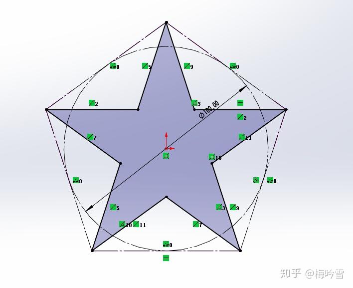 solidworks练习之五角星画法