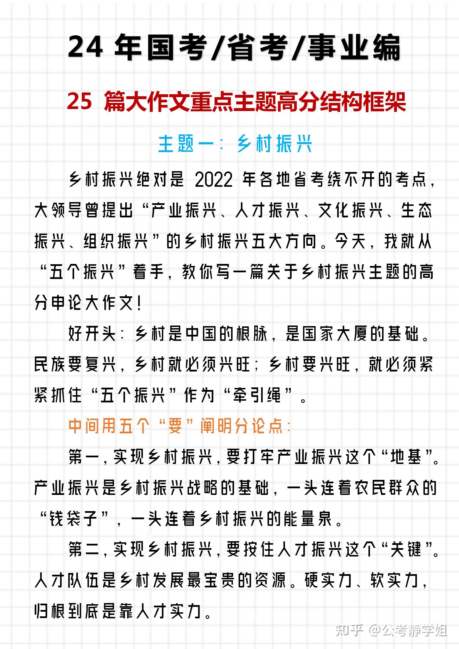 大家分享一份大作文重點主題高分結構框架,內容有鄉村振興,產業振興