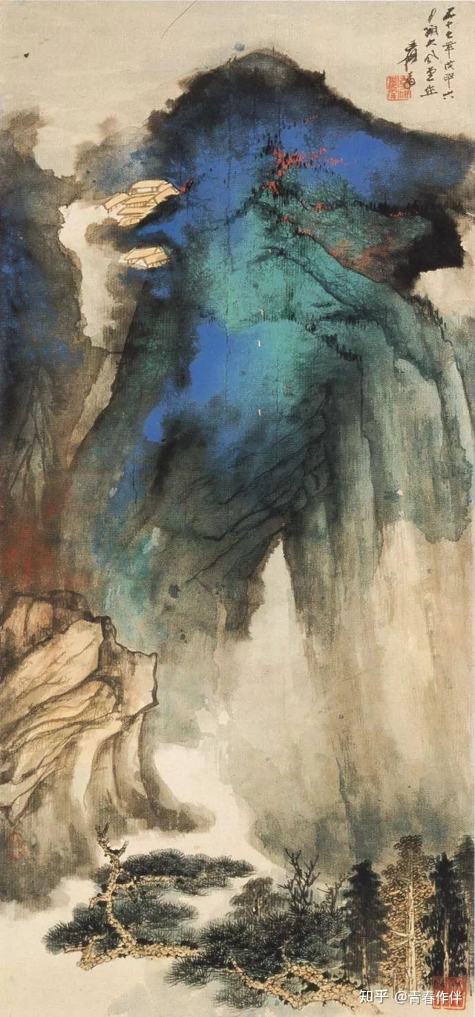 中国美術・純手描き四連山水画芯・水墨画・張大千印款・肉筆・宣紙・茶道・国画・文房 中国美術・純手描き四連山水画芯・水墨画・斉白石印款・肉筆