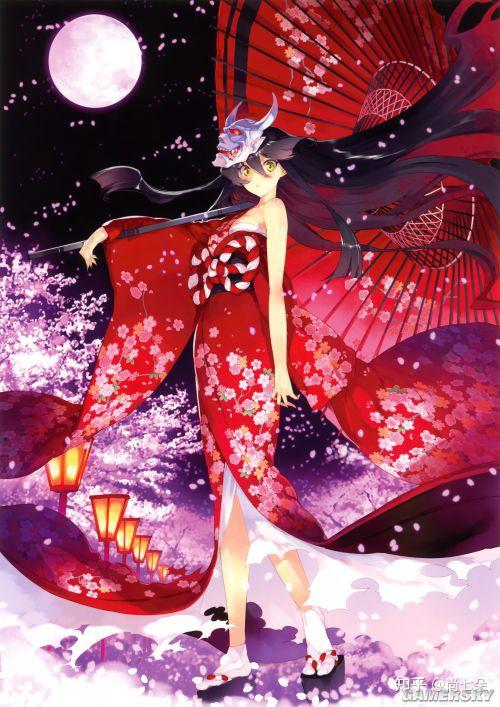 和服女孩美女与伞二次元漫画插画人物图片保存第十组