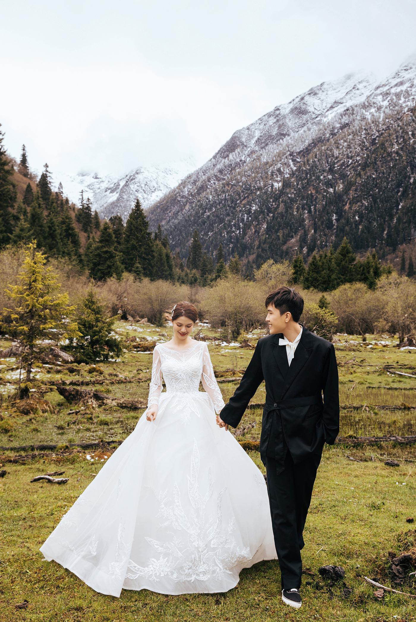 达古冰川旅拍雪景婚纱照大自然赋予灵魂深处的美景