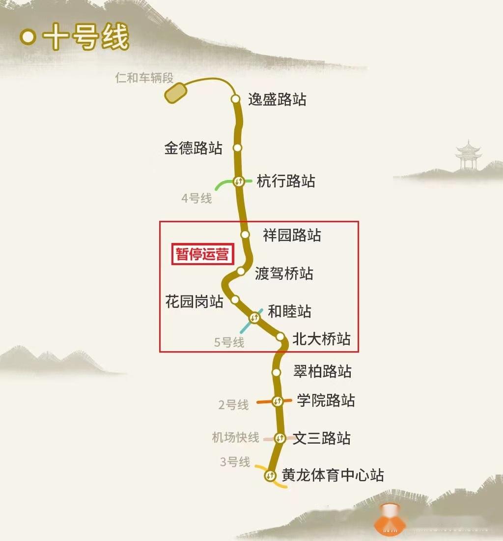 4月23日杭州地铁10号线有哪些站点停运