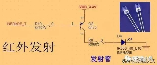 发射管通过限流电阻接在pnp三极管的发射极上